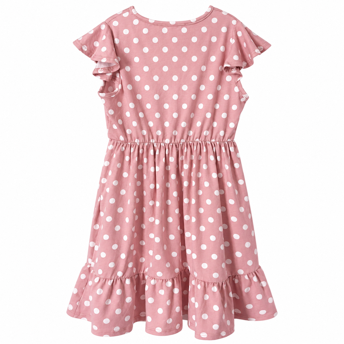 Toddler Girls' Pink Polka Dot Flutter Sleeve Dress – Size 4T