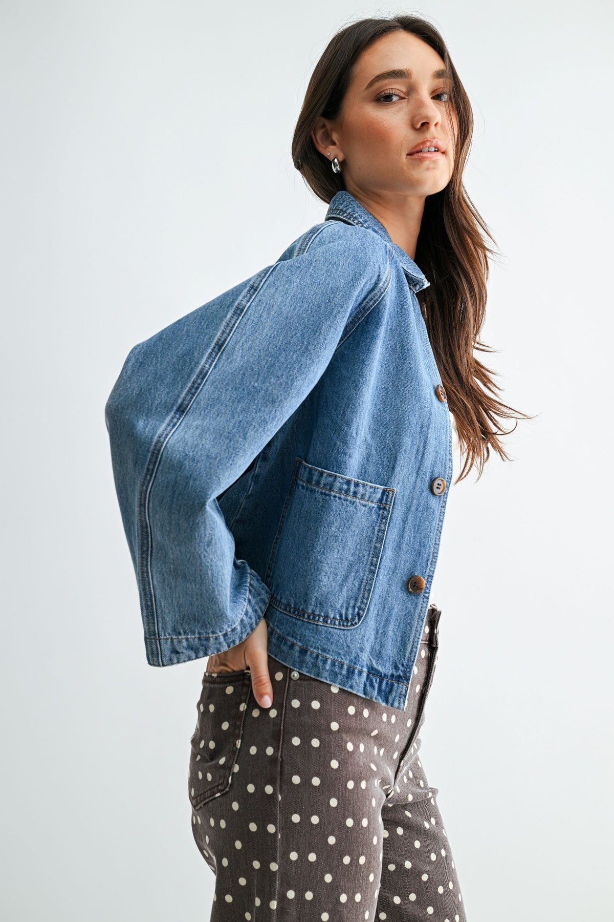 Side view denim jacket