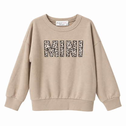 Perfect Peach Girls' MINI Leopard Graphic Sweatshirt – Beige – 4T