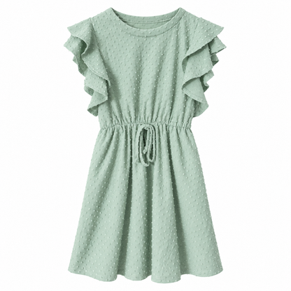 Toddler Girls' Sage Green Swiss Dot Ruffle Sleeve Dress – Size 4T