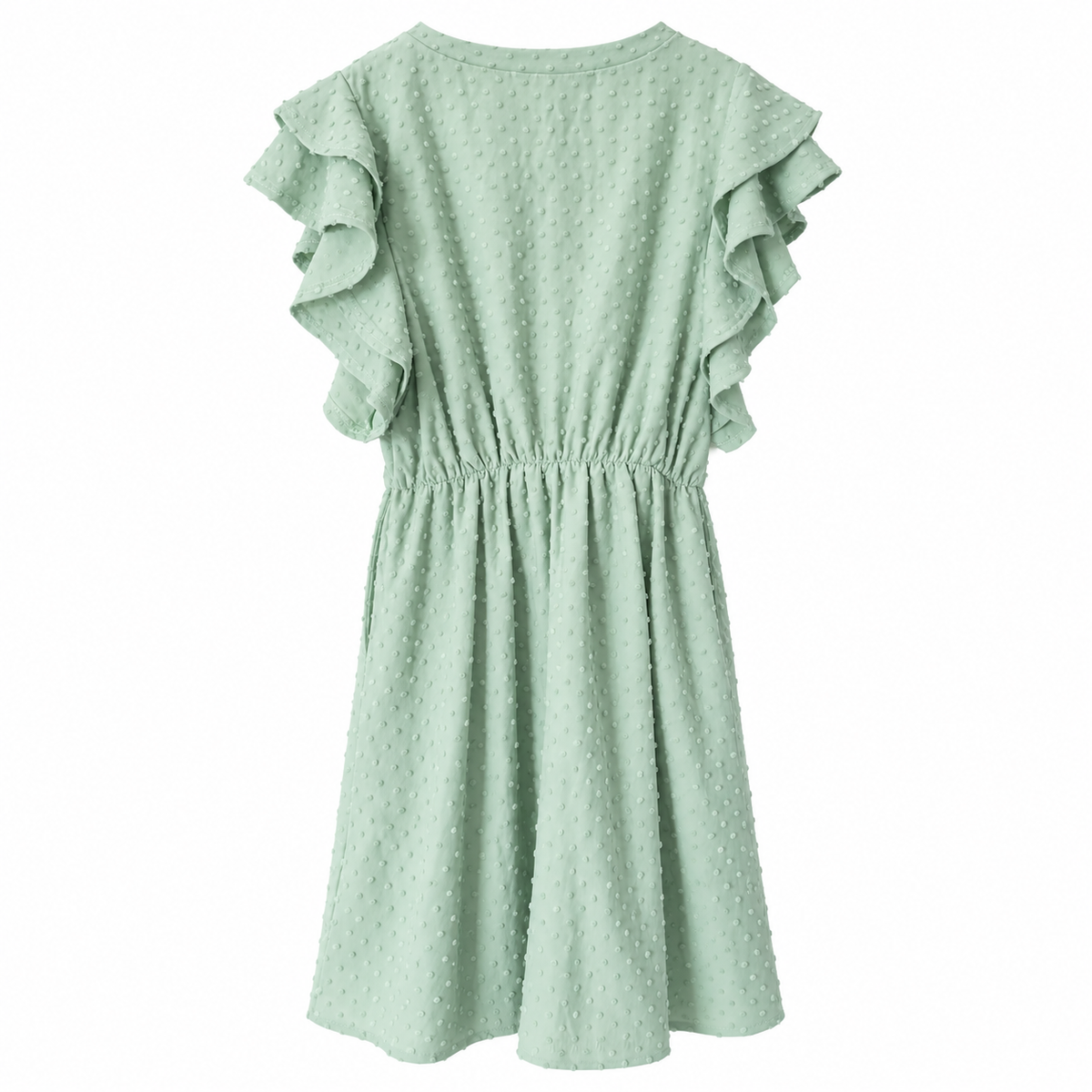 Toddler Girls' Sage Green Swiss Dot Ruffle Sleeve Dress – Size 4T