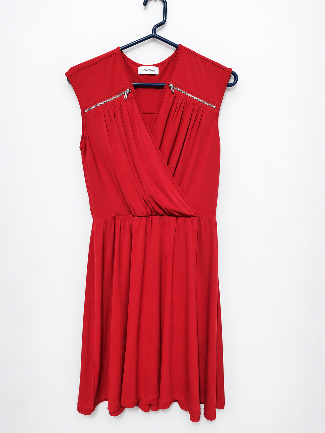 Calvin Klein Red Sleeveless Surplice Wrap-Style Dress Size 6