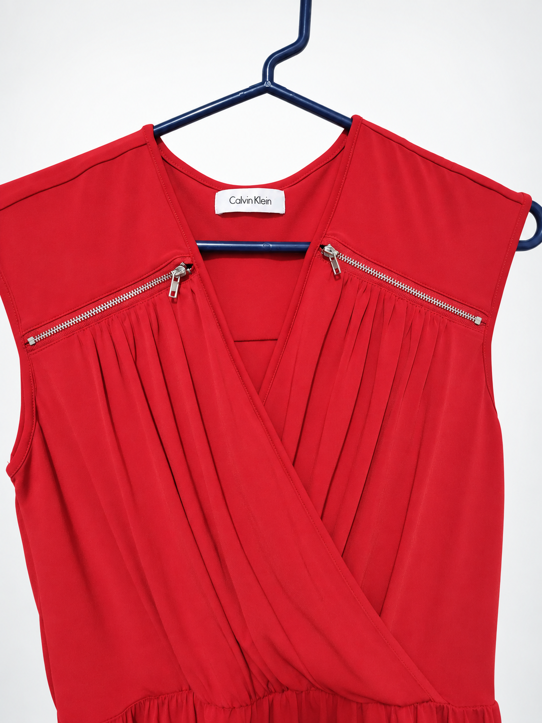 Calvin Klein Red Sleeveless Surplice Wrap-Style Dress Size 6