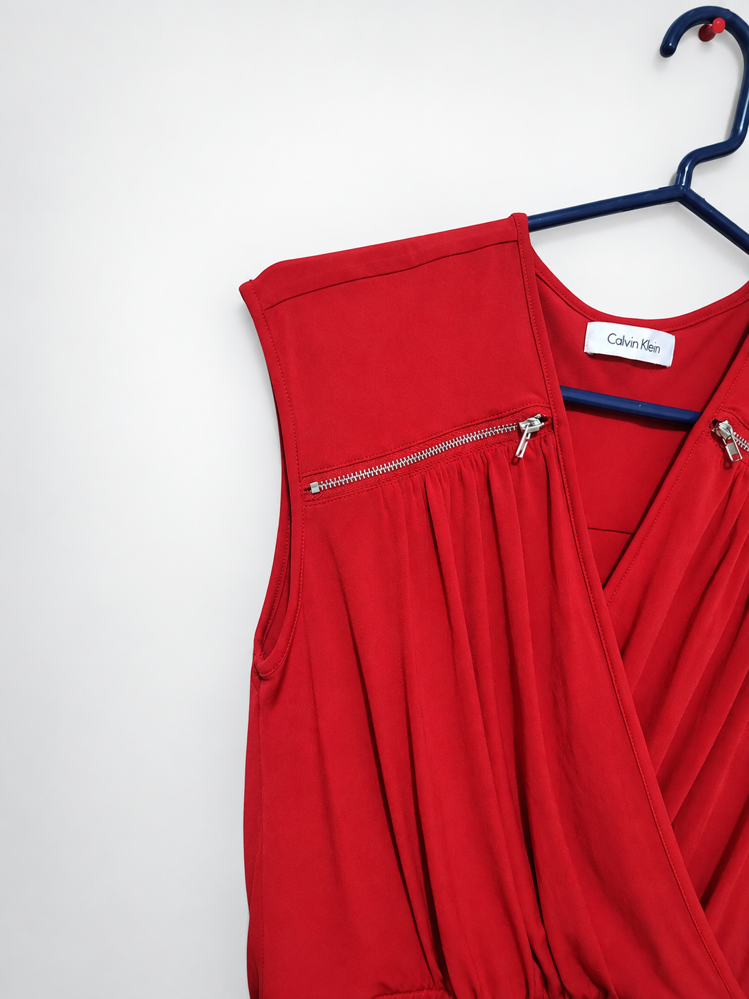 Calvin Klein Red Sleeveless Surplice Wrap-Style Dress Size 6