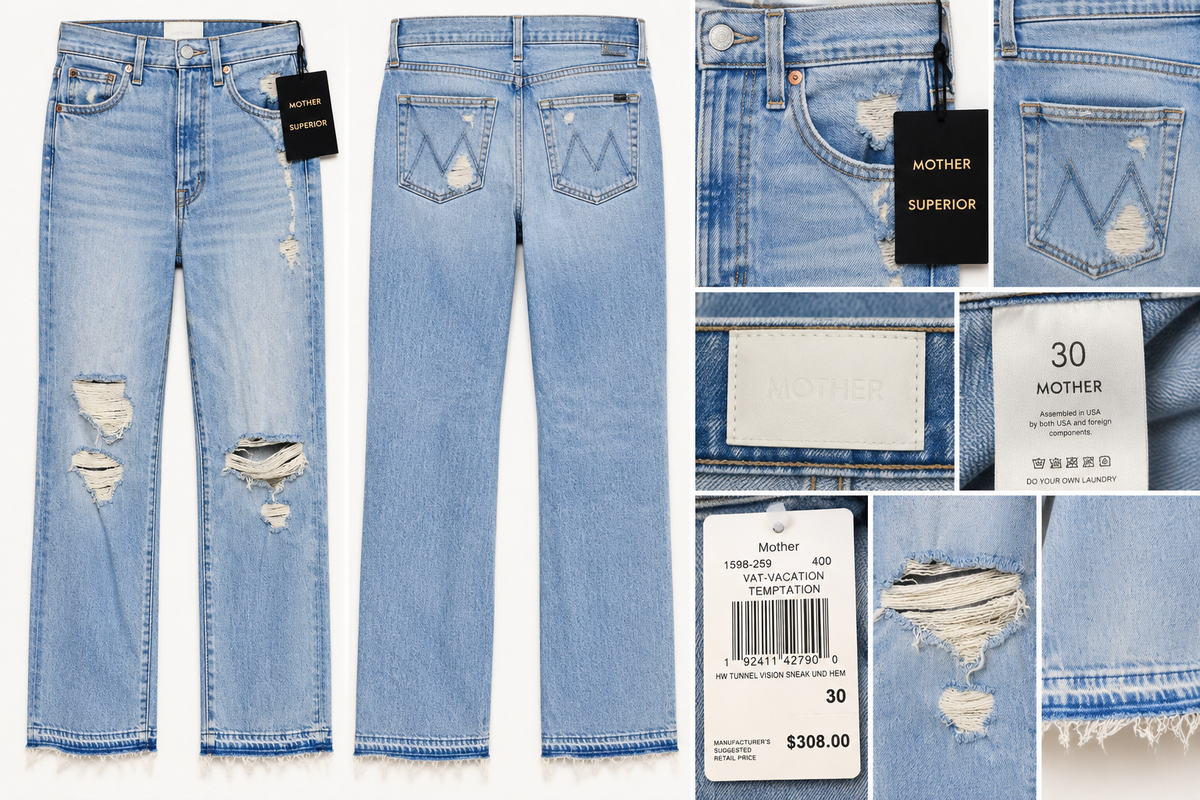MOTHER The Tunnel Vision Sneak Distressed Jeans – Vacation Temptation – Size 30 NWT