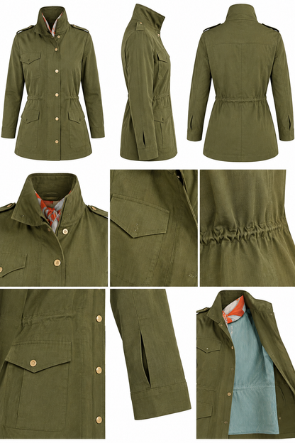 Gretchen Scott Military Jane olive utility jacket style collage
