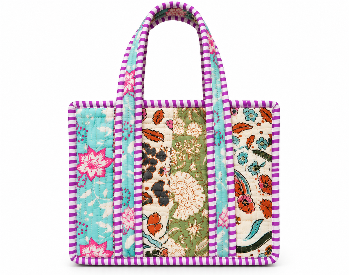 Quilted Cotton Blend Mini Tote Bag – Assorted Prints