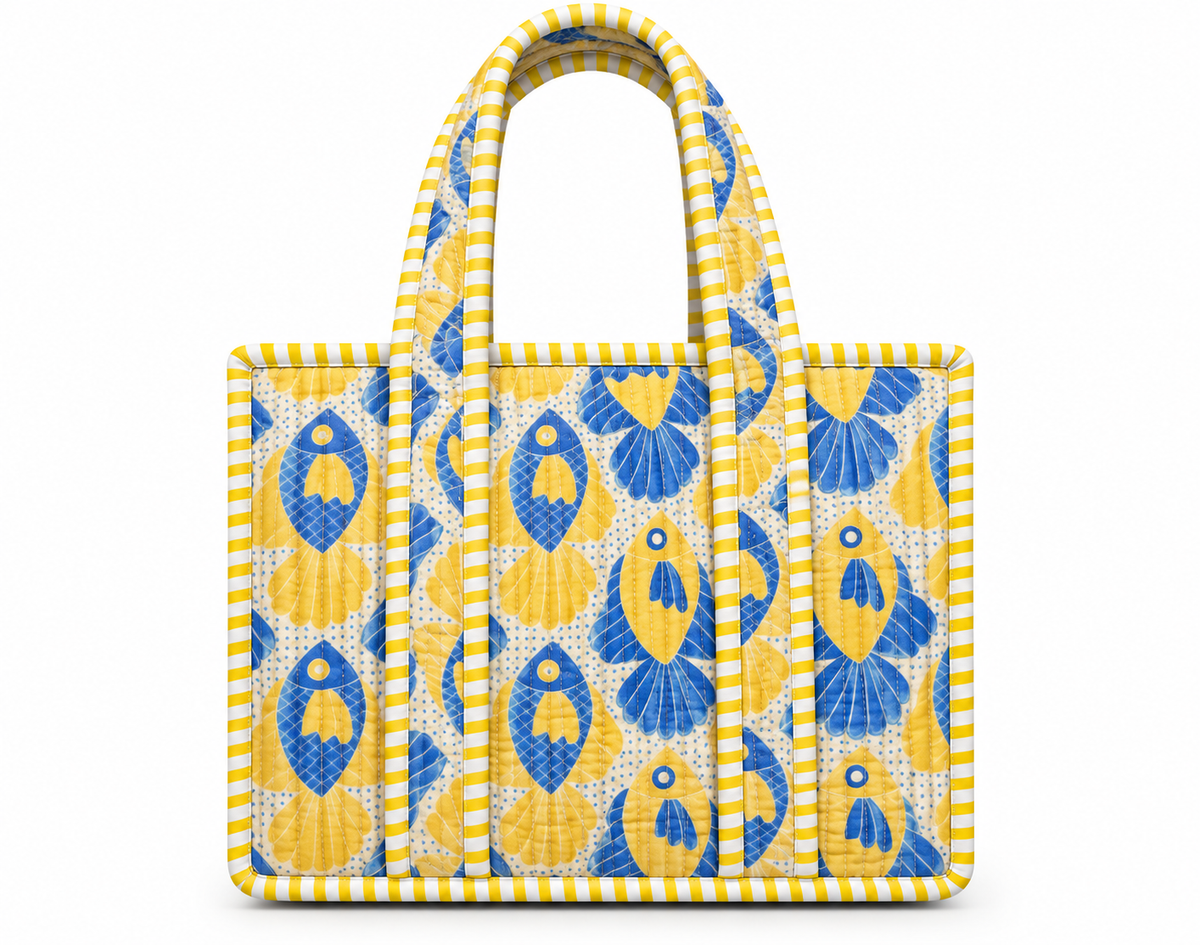 Quilted Cotton Blend Mini Tote Bag – Assorted Prints