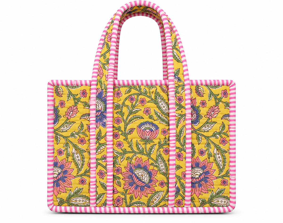 Quilted Cotton Blend Mini Tote Bag – Assorted Prints