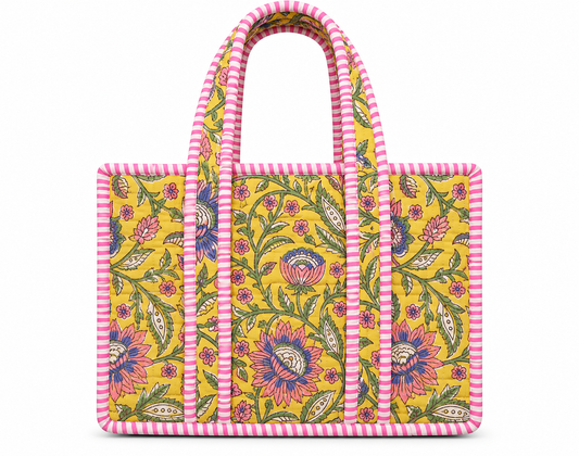 Quilted Cotton Blend Mini Tote Bag – Assorted Prints