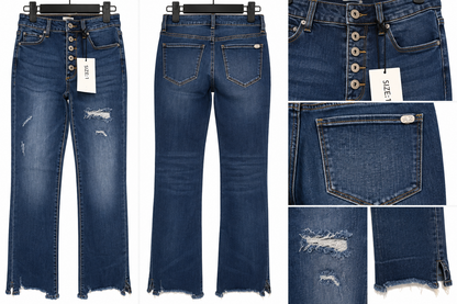 A2 Jeans button fly jeans front back and details