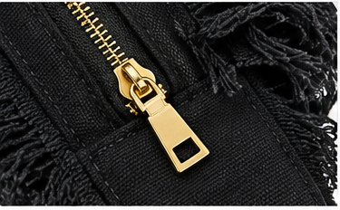 CLR I Speak Fluent Fashion Canvas Fringe Tote Bag – Black or Navy