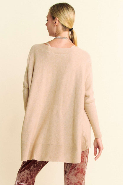 Davi & Dani brushed knit high low tunic sweater view 3