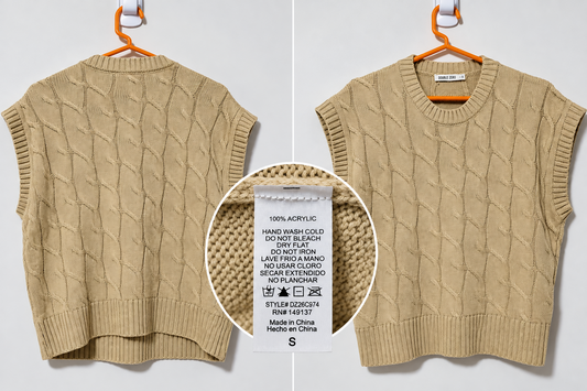 Double Zero beige cable knit sweater vest view 4