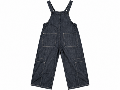 Easel charcoal denim cargo overalls back flat lay