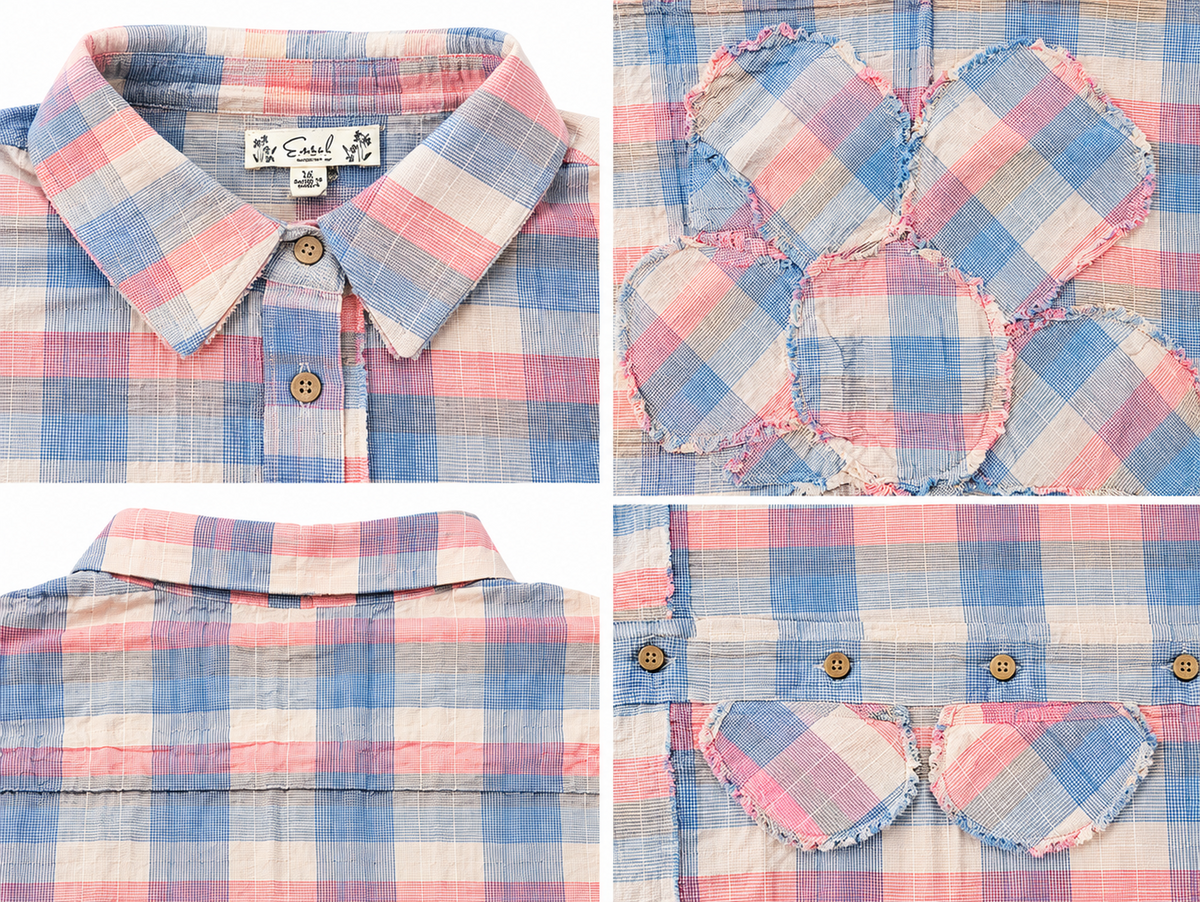 Collar and floral patch details