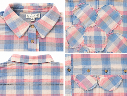 Collar and floral patch details