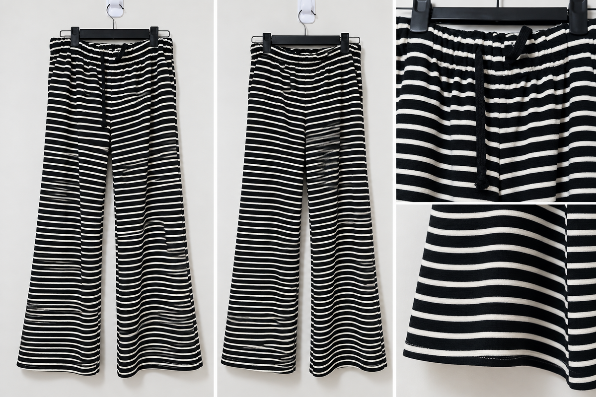 Striped wide-leg pants details