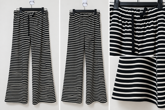 Striped wide-leg pants details