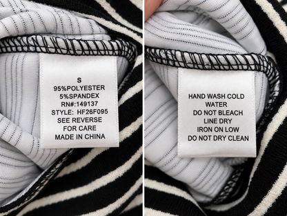 HYFVE pants fabric and care label