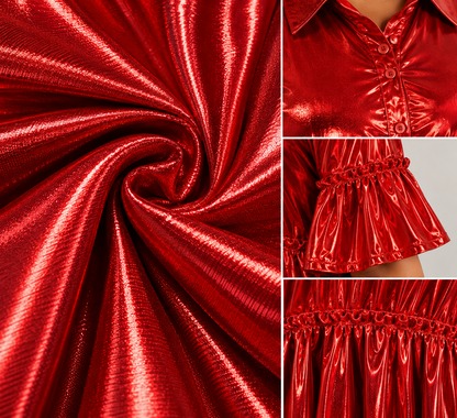 Metallic red dress fabric and ruffles