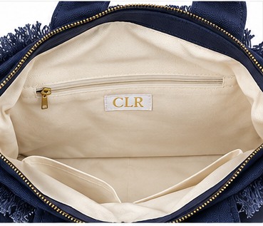 CLR I Speak Fluent Fashion Canvas Fringe Tote Bag – Black or Navy