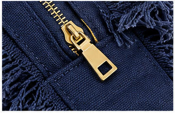 CLR I Speak Fluent Fashion Canvas Fringe Tote Bag – Black or Navy