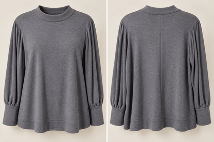 Perfect Peach charcoal gray top flat front and back