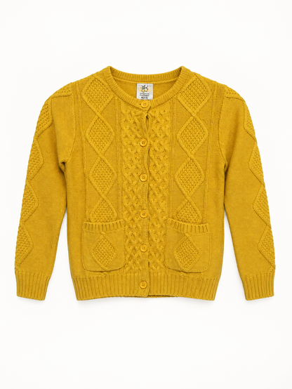 Sissymini girls cable-knit button-front cardigan product photo