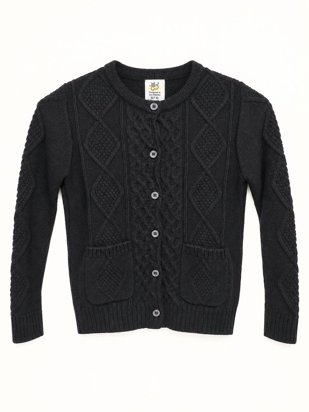 Sissymini girls cable-knit button-front cardigan product photo