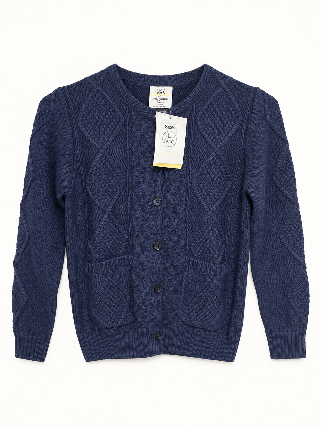 Sissymini girls cable-knit button-front cardigan product photo