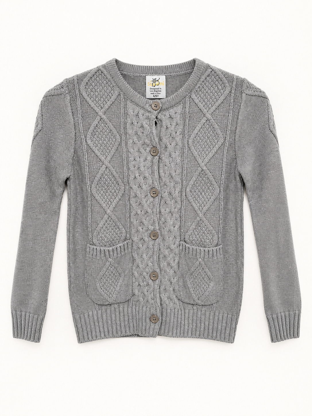 Sissymini girls cable-knit button-front cardigan product photo
