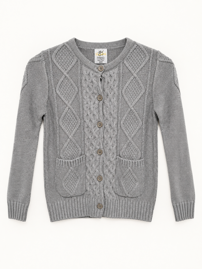 Sissymini girls cable-knit button-front cardigan product photo