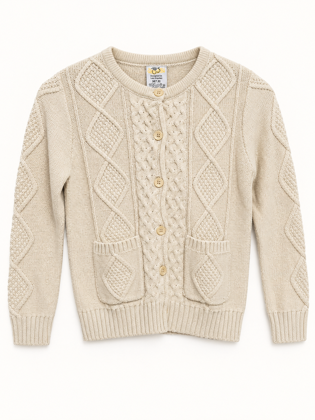 Sissymini girls cable-knit button-front cardigan product photo