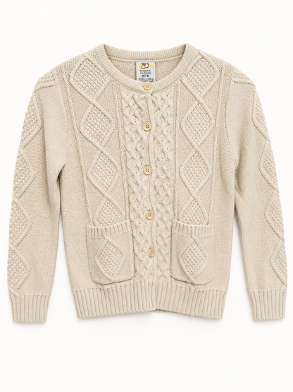 Sissymini girls cable-knit button-front cardigan product photo