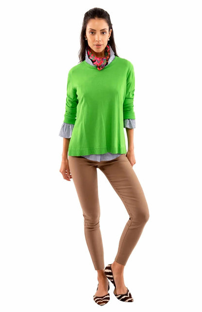 Gretchen Scott Sneek A Peek green knit sweater